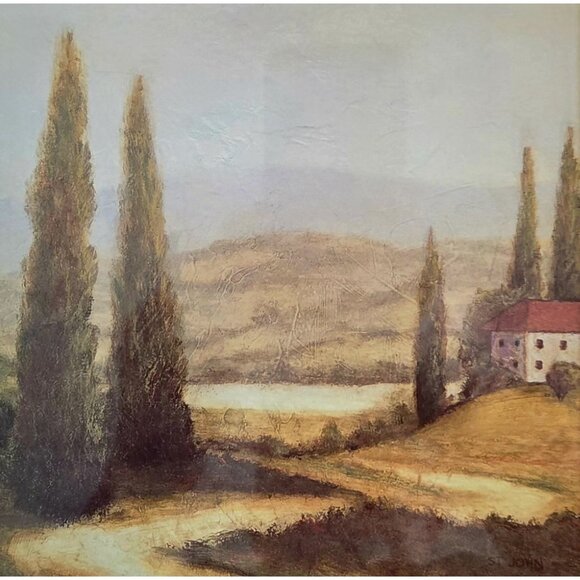 Mark St John Art Print Framed & Signed Tuscany, Italy Landscape, 14 X 14 Ornate - Picture 2 of 4